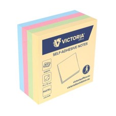 Öntapadó jegyzettömb, 75x75 mm, 400 lap, VICTORIA OFFICE, pasztell