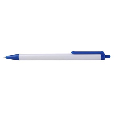 Golyóstoll, 0,7 mm, nyomógombos, kék-fehér tolltest, VICTORIA OFFICE, kék