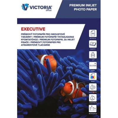 Fotópapír, tintasugaras, A6, 260 g, magasfényű, VICTORIA PAPER "Executive"