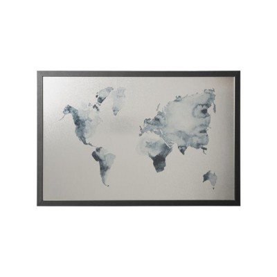 Üzenőtábla, ezüst, mágneses, 60x40 cm, fekete fa keret, VICTORIA VISUAL, "Világtérkép" Üzenőtábla, ezüst, mágneses, 60x40 cm, fekete fa keret, VICTORIA VISUAL, "Világtérkép"