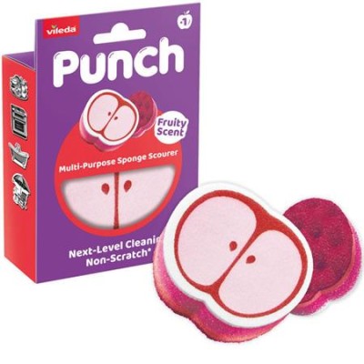 Súrolószivacs, multifunkciós, VILEDA "Punch Scrub `n` Wipe", alma