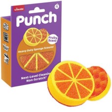 Súrolószivacs, extra erős, VILEDA "Punch Dual Action Scrub", narancs