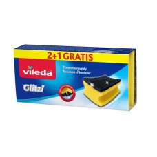Súrolószivacs, 2+1 db, antibakteriális, VILEDA "Glitzi", sárga