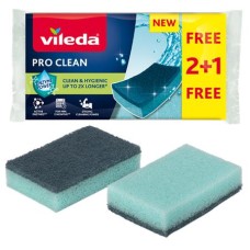 Mosogatószivacs, 2+1 db, VILEDA "Pro Clean", kék