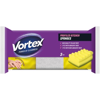Mosogatószivacs, 2+1 db, VORTEX