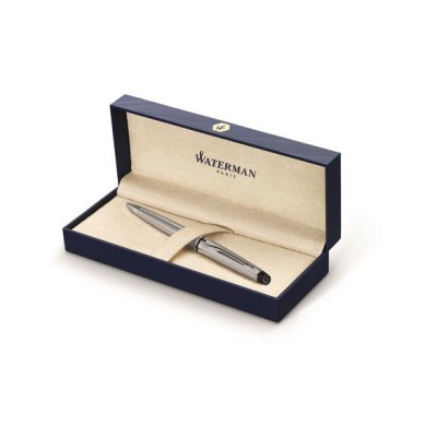 Golyóstoll, 0,7 mm, csiszolt fém tolltest, ezüst klip, WATERMAN "Expert III", kék