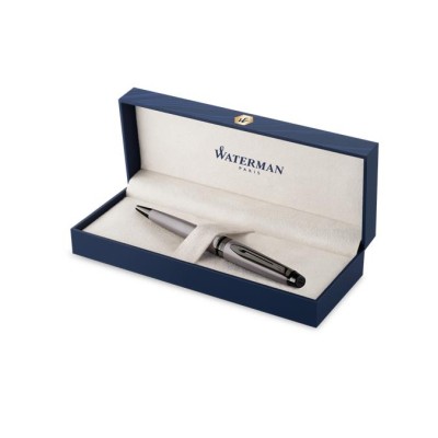 Golyóstoll, 0,7 mm, metál ezüst tolltest, ezüst klip, WATERMAN "Expert Special Edition", kék