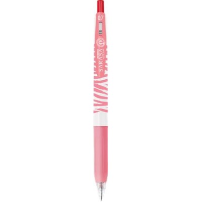 Zseléstoll, 0,33 mm, nyomógombos, csíkos test, ZEBRA "Sarasa Clip Pastel", pasztellpiros