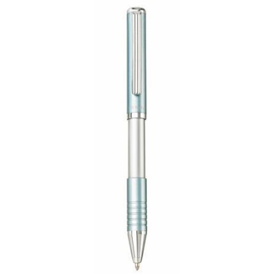 Golyóstoll, 0,24 mm, teleszkópos, metál világoskék tolltest, ZEBRA "SL-F1", kék