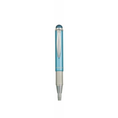 Golyóstoll, 0,24 mm, teleszkópos, rozsdamentes acél, világoskék tolltest, ZEBRA "Telescopic Metal Stylus", kék