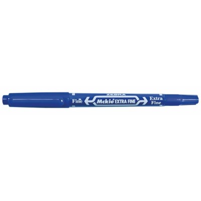 Alkoholos marker, 0,5/1,0 mm, kétvégű, ZEBRA "Mckie Extra Fine", kék