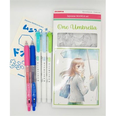 Írószer készlet, ZEBRA "Manga Set, One Umbrella", 5 darabos