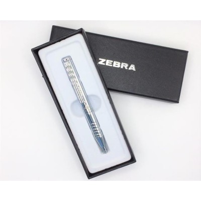 Golyóstoll, 0,24 mm, teleszkópos, ezüst színű tolltest, ZEBRA "SL-F1", kék