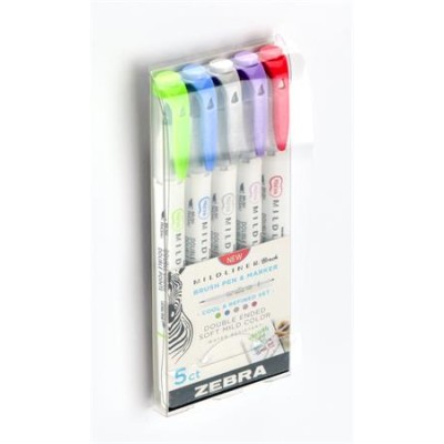 Ecsetirón készlet, kétvégű  ZEBRA "Mildliner Cool & Refined", 5 szín