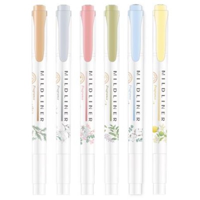 Szövegkiemelő készlet, 1,4/4 mm, kétvégű, ZEBRA "Mildliner Scented Fragrance", 6 különböző szín