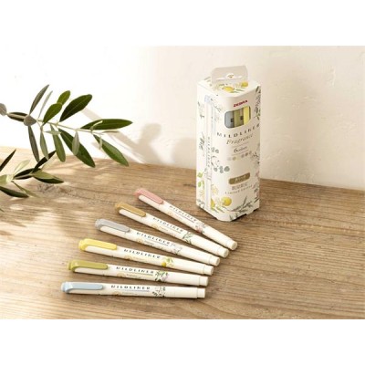 Szövegkiemelő készlet, 1,4/4 mm, kétvégű, ZEBRA "Mildliner Scented Fragrance", 6 különböző szín