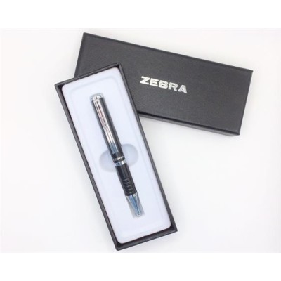 Golyóstoll, 0,24 mm, teleszkópos, metálfekete tolltest,  ZEBRA "SL-F1", kék