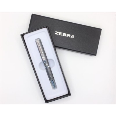 Golyóstoll, 0,24 mm, teleszkópos, metálszürke tolltest, ZEBRA "SL-F1", kék