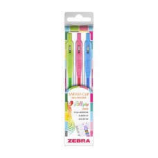 Zseléstoll készlet, 0,33 mm, nyomógombos, ZEBRA "Sarasa Clip Lollipop", 3 különböző szín