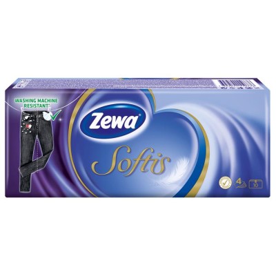 Papír zsebkendő, 4 rétegű, 10x9 db, ZEWA "Softis", classic