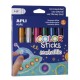 Tempera kréta készlet, APLI Kids "Color Sticks Metallic", 6 különböző metál szín