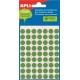 Etikett, 10 mm kör, kézzel írható, színes, APLI, zöld, 315 etikett/csomag