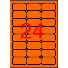 Etikett, 64x33,9 mm, színes, kerekített sarkú, APLI, neon narancs, 480 etikett/csomag