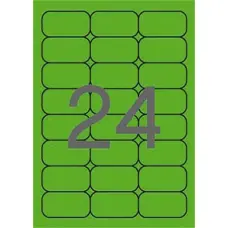 Etikett, 64x33,9 mm, színes, kerekített sarkú, APLI, neon zöld, 480 etikett/csomag