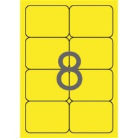 Etikett, 99,1x67,7 mm, színes, kerekített sarkú, APLI, neon sárga, 160 etikett/csomag