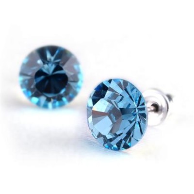 Fülbevaló, aquakék SWAROVSKI® kristállyal, 8mm, ART CRYSTELLA®