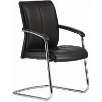 Főnöki tárgyalószék, fekete bőr, krómozott szánkótalppal, "Chicago "