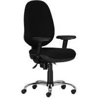 Menedzserszék, szövetborítás, króm lábkereszt, "Estela XXL AR08", fekete