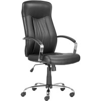 Főnöki szék, textilbőr borítás, króm lábkereszt, "Montgomery XXL", fekete