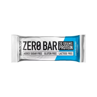 Fehérjeszelet, gluténmentes, 50g, BIOTECH USA "Zero Bar", csokoládé-kókusz