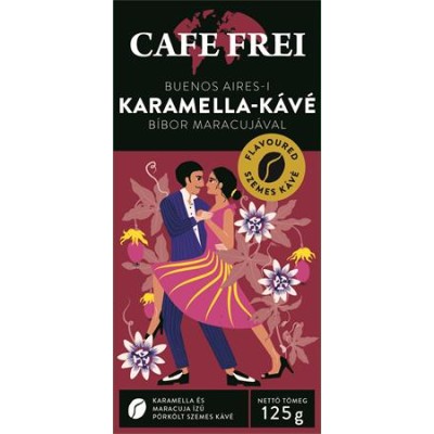 Kávé, pörkölt, szemes, 125 g, CAFE FREI "Buenos Aires-i karamella" bíbor maracujával