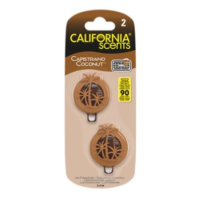Autóillatosító, mini diffúzer, 2*3 ml, CALIFORNIA SCENTS "Capistrano Coconut"