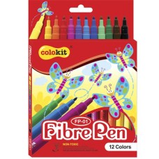 Filctoll készlet, COLOKIT "FibrePen", 12 különböző szín