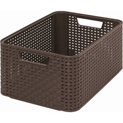 Rattan hatású kosár, 18l, sötétbarna, CURVER "Style M"