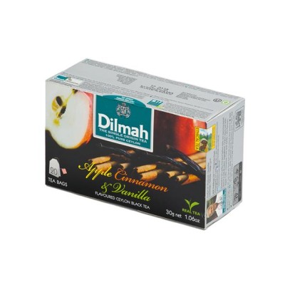 Fekete tea, 20x1,5g, DILMAH, alma-fahéj-vanília