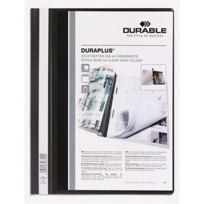 Gyorsfűző, A4, széles, panorámás, DURABLE "DURAPLUS®", fekete