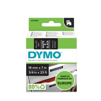 Feliratozógép szalag, 19 mm x 7m  DYMO "D1", fekete-fehér