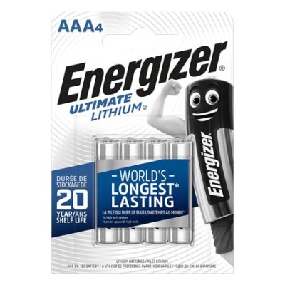 Elem, AAA mikro, 4 db, Lítium, ENERGIZER "Ultimate Lithium"