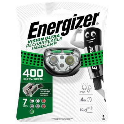 Fejlámpa, 4 LED, beépített akku, ENERGIZER "Vision Ultra"