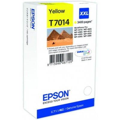 T70144010 Tintapatron Workforce Pro 4000, 4500 sorozat nyomtatókhoz, EPSON, sárga, 34,2 ml