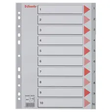 Regiszter, műanyag, A4, 1-10, ESSELTE,szürke