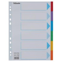 Regiszter, karton, A4, 6 részes, írható előlappal, ESSELTE "Standard", színes