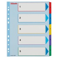 Regiszter, laminált karton, A4 maxi, 1-5, újraírható, ESSELTE