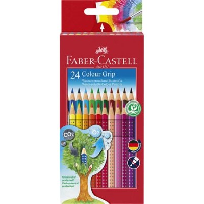 Színes ceruza készlet, háromszögletű, FABER-CASTELL "Grip 2001", 24 különböző szín