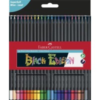 Színes ceruza készlet, háromszögletű, FABER-CASTELL "Black Edition", 24 különböző szín