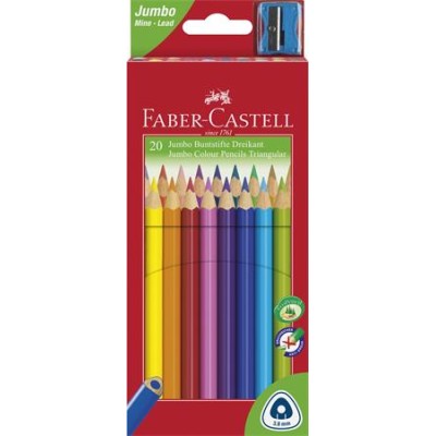 Színes ceruza készlet, háromszögletű, FABER-CASTELL "Jumbo", 20 különböző szín